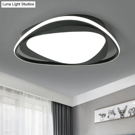 Black Metal Led Flushmount Ceiling Light With Minimalist Triangle Design And Integrated Diffuser