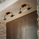 Black Metal Linear Wall Mount Light With Exposed Bulb Loft - Balcony Lighting