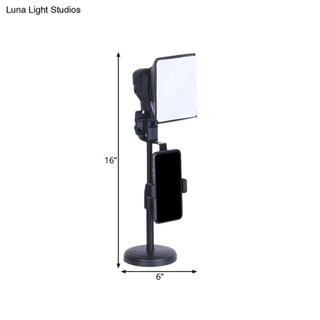 Black Metal Mobile Phone Support Led Fill Light With Usb Port - Modernity Squared Makeup Lamp