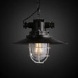 Black Metal Pendant Light With Wire Cage And Glass Shade – 1-Light Hanging Lamp Kit