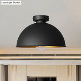 Black Metallic Dome Ceiling Flush Mount: Stylish 1 Light Bar Semi - Flush Fixture