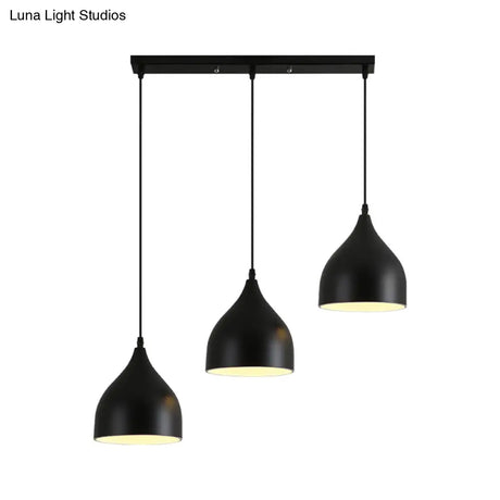 Black Metallic Onion Pendant Lamp With 3 Contemporary Heads And Down Lighting