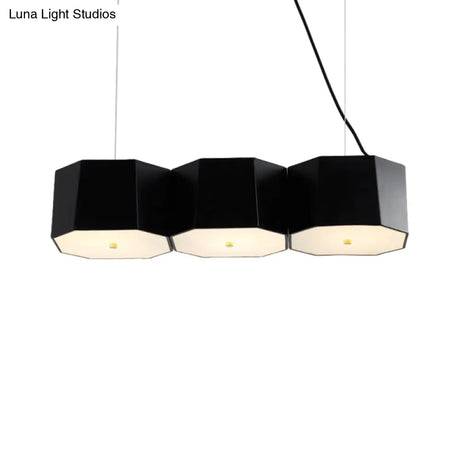Black Nordic Island Light With Octagon Metal Shade For Dining Room