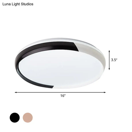Black/Rose Gold Modernist Led Flush Mount Ceiling Lamp - Round Acrylic Light Fixture For Bedroom