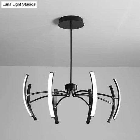 Black Rotating Stick Led Chandelier: Minimalist Acrylic Hanging Lamp For Dining Room