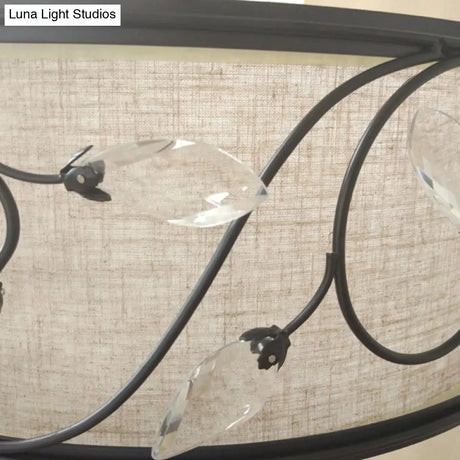 Black Rustic Branch Semi Flush Mount Ceiling Light With Crystal Draping - 4 Lights 14’/21.5’
