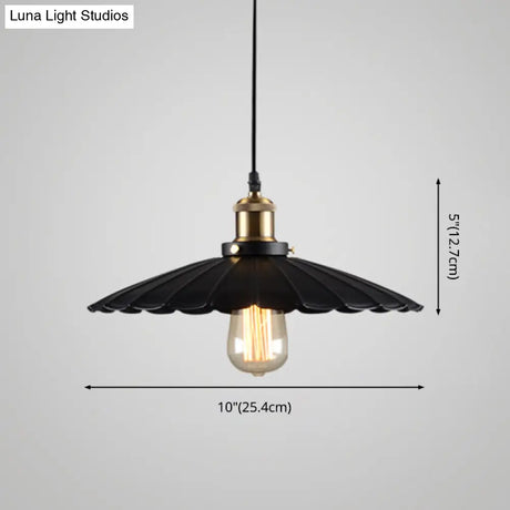 Black Scalloped Metal Pendant Lighting For Farm-Styled Coffee Shops