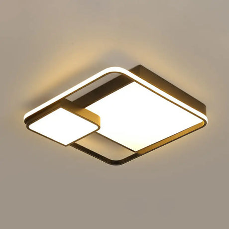 Black Square Led Ceiling Mount Light With Minimalist Acrylic Shade / 24.5’ White
