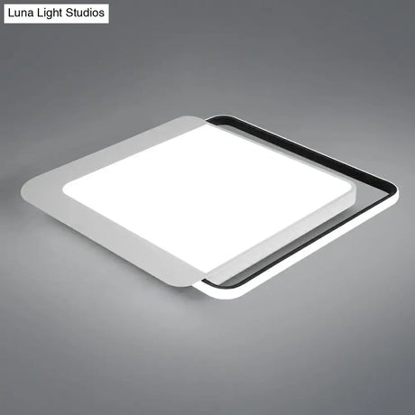 Black Square Led Flush Light With Acrylic Shade - Minimalist Mount Ceiling Fixture