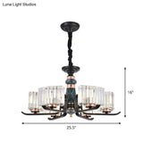 Black Starburst Crystal Hanging Lamp: Elegant 6/8 Bulbs Living Room Chandelier