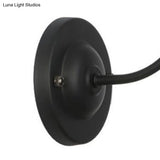 Black Vintage Industrial 1-Head Wall Light With Curved Arm - Iron Cylinder Cage Shade Mount Fixture