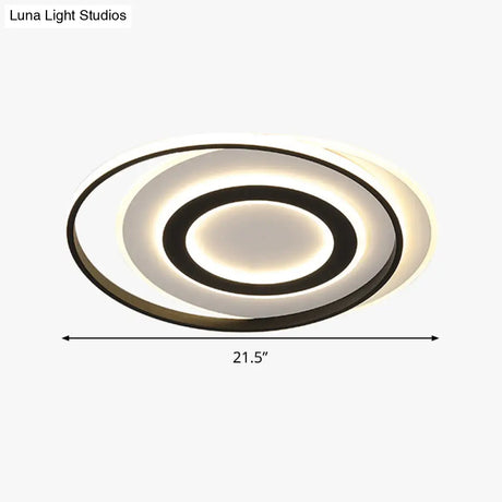 Black-White Circle Led Ceiling Light In Warm/White - Modern Acrylic Flush Fixture 18’/21.5’ Wide