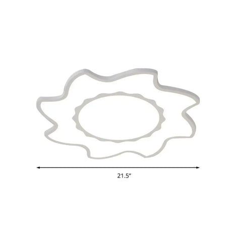 Blazing Sun Cartoon Acrylic Led Ceiling Lamp - White Flush Light For Nursing Room