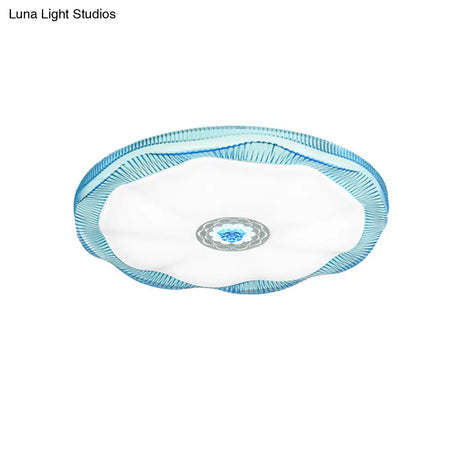 Blooming Flush Mount Ceiling Light For Bedroom Modern Acrylic Shade White/Blue/Gold Warm/White –