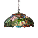 Blossom Hanging Chandelier - Pink/Green Victorian Pendant Light 3-Light Ceiling Fixture For Dining