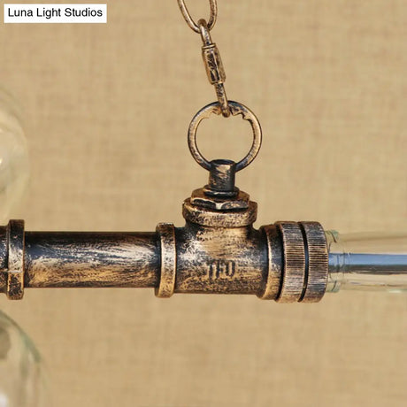 Blue/Amber Vintage Style Glass Bottle Chandelier Pendant Light With Pipe - 8 Heads Ideal For