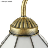 Blue Art Glass Dome Wall Sconce With Vintage Grid Design - Perfect For Bathroom