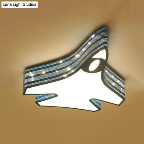 Blue Cartoon Flush Ceiling Lamp For Child’s Bedroom Or Plane-Themed Bathroom
