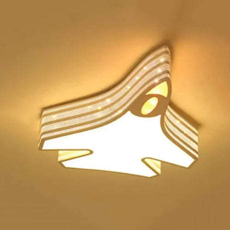 Blue Cartoon Flush Ceiling Lamp For Childs Bedroom Or Plane-Themed Bathroom
