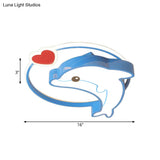 Blue Dolphin Led Acrylic Flush Mount Ceiling Light Fixture In Warm/White For Nursery