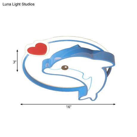 Blue Dolphin Led Acrylic Flush Mount Ceiling Light Fixture In Warm/White For Nursery