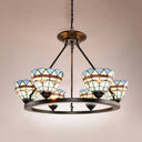 Blue Glass Baroque Chandelier With Bowl Design And 6 Lights In Antique Bronze For Dining Room