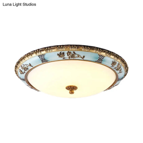 Blue Led Flushmount Lighting Traditional Resin Flower Ceiling Light For Corridor -