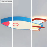Blue Rocket Bedroom Flushmount Ceiling Fixture - Acrylic Led Contemporary Light