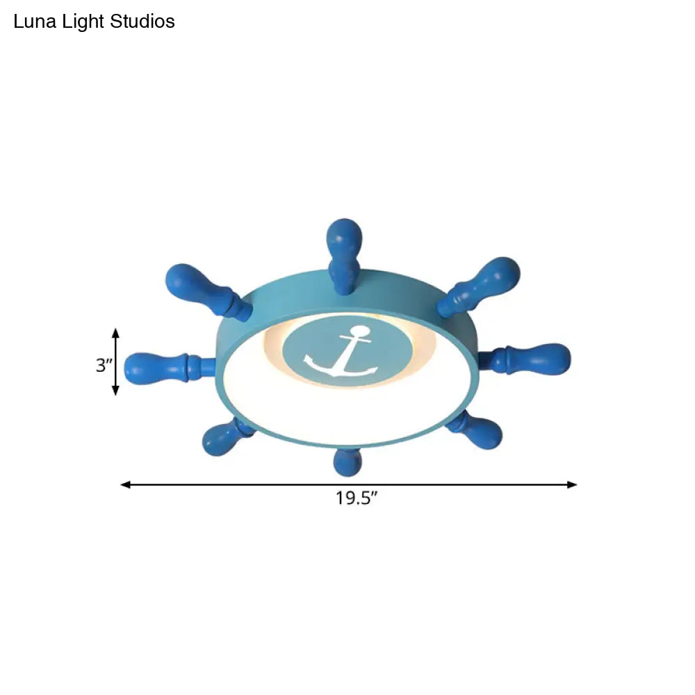 Blue Rudder Kids Led Flush Mount Fixture - 19.5’/23.5’ W Warm/White Light Aluminum & Acrylic Pendant