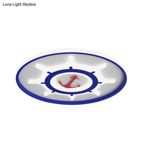 Blue Rudder Led Acrylic Flush Mount Ceiling Light - Mediterranean Style