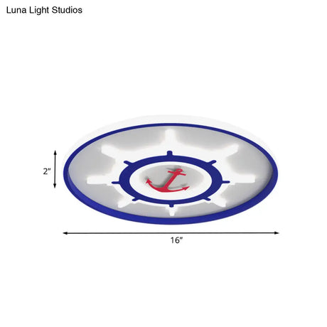 Blue Rudder Led Acrylic Flush Mount Ceiling Light - Mediterranean Style