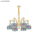 Blue Victorian Chandelier With Cut Glass Shade - 6/9/11 Lights Modern Suspension Pendant For Living
