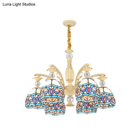 Blue Victorian Chandelier With Cut Glass Shade - 6/9/11 Lights Modern Suspension Pendant For Living