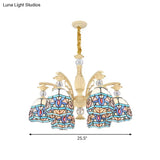 Blue Victorian Chandelier With Cut Glass Shade - 6/9/11 Lights Modern Suspension Pendant For Living