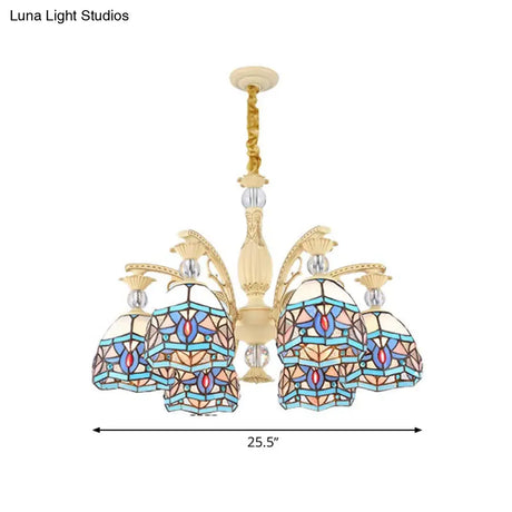 Blue Victorian Chandelier With Cut Glass Shade - 6/9/11 Lights Modern Suspension Pendant For Living