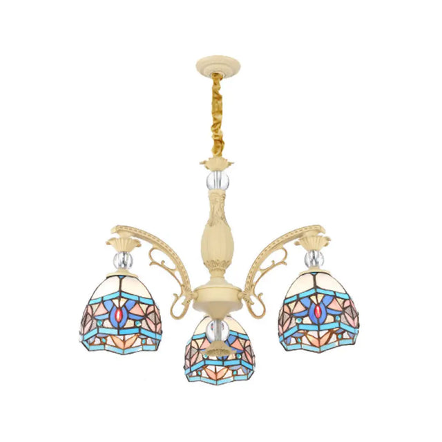 Blue Victorian Chandelier With Cut Glass Shade - 6/9/11 Lights Modern Suspension Pendant For Living
