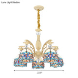 Blue Victorian Chandelier With Cut Glass Shade - 6/9/11 Lights Modern Suspension Pendant For Living
