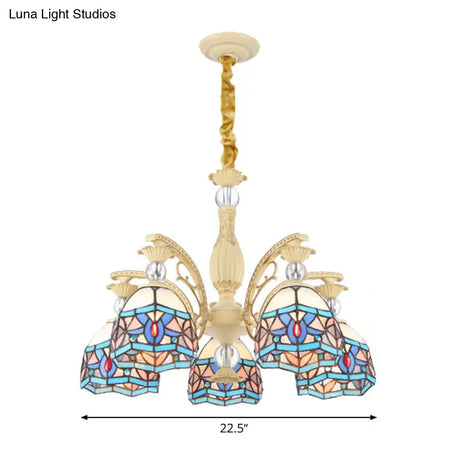 Blue Victorian Chandelier With Cut Glass Shade - 6/9/11 Lights Modern Suspension Pendant For Living