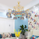 Blue Victorian Chandelier With Cut Glass Shade - 6/9/11 Lights Modern Suspension Pendant For Living