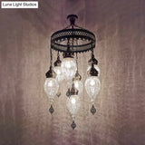 Bohemia 7-Light Crackle Glass Chandelier: Clear Ceiling Pendant For Living Room With Circular Design