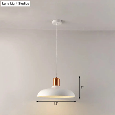 Bowl-Shaped Restaurant Pendant Light - Metal Construction Macaron Suspension Design With 1 Bulb