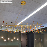 Branch Island Light Nordic Crystal Gold Hanging Ceiling - 16/24 Head Colorful Design For Dining Room