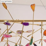Branch Island Light Nordic Crystal Gold Hanging Ceiling - 16/24 Head Colorful Design For Dining Room