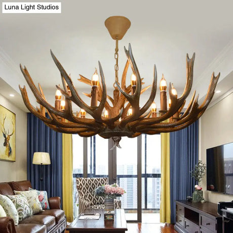 Branch Resin Pendant Chandelier - Cottage Style Hanging Ceiling Light (6/8/12 Heads) Elegant Brown