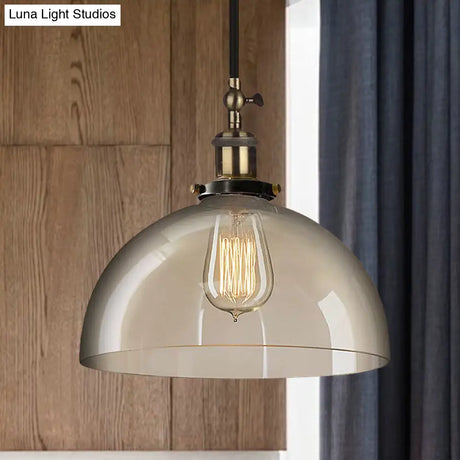 Brass Dome Pendant Ceiling Light With Clear Glass And 1 - Perfect For Dining Room