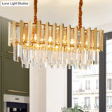 Brass Finish Multi Light Pendant Chandelier With Faceted Crystals In Vintage Style
