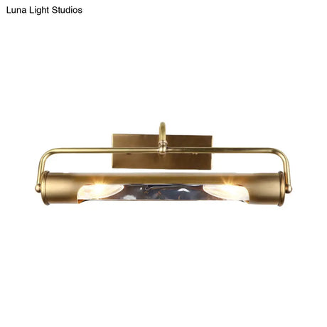 Brass Finish Vintage Vanity Lamp - 2 Light Wall Mount For Bathroom