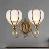 Brass Flower Sconce Wall Lamp For Bedroom - Traditional 1/2-Bulb Metal Light Fixture 2 /