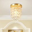 Brass Flush Light With Clear Crystal Shade For Hallway - Simplicity Design