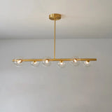 Brass Island Pendant Light Fixture - Simplicity Ball Glass Dining Room Lighting Kit 6 / Clear